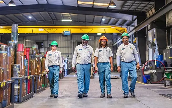 Workstrings warehouse workers walking together