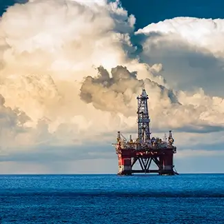 A distant oil rig in the Gulf of Mexico
