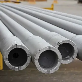 The ends of 5 7/8: CT-M™ 57 completion drill pipes stacked together