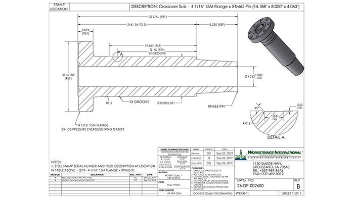 Schmetics for a custom crossover from Workstrings International