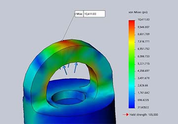 A 3D rendering from Workstrings's Finite Element Analysis (FEA) software